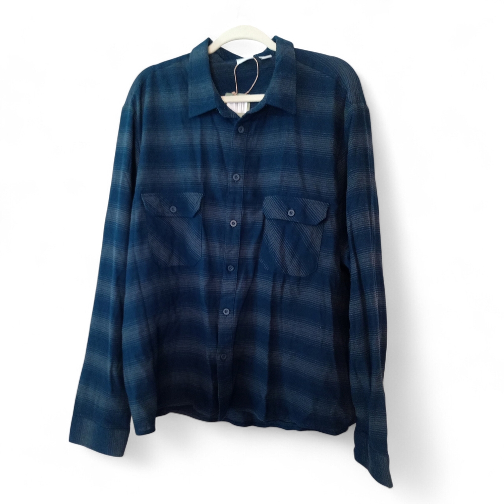 Men's Blue Plaid Casual Button Down Shirt